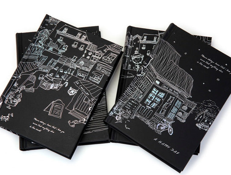 Carnet de dessin noir, couverture rigide de haute qualité - Format A5