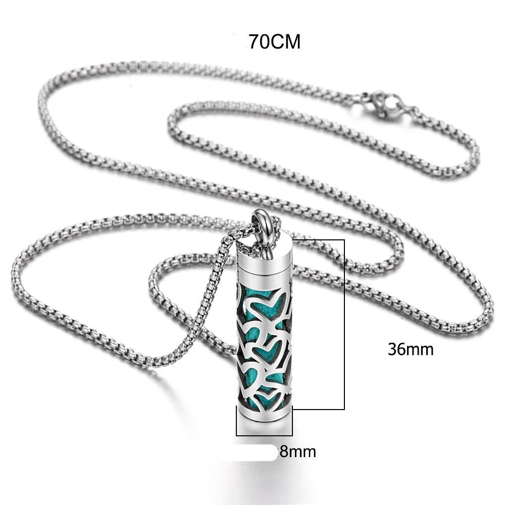 Collier avec médaillon diffuseur d'huiles essentielles, en acier inoxydable