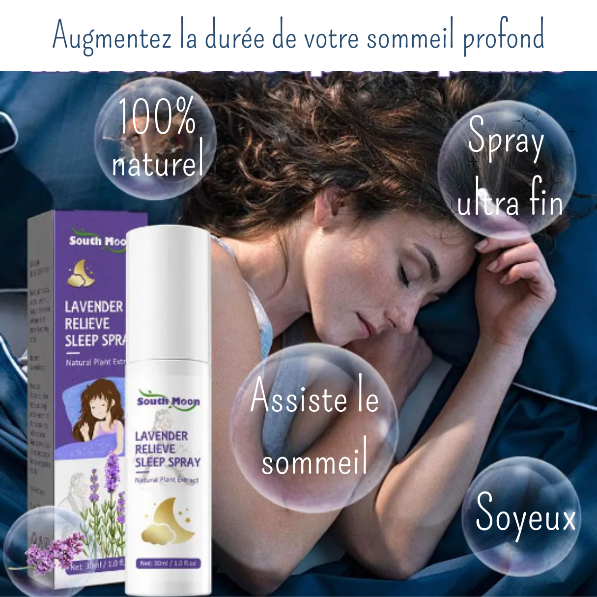 Spray à la lavande pure pour l'amélioration de la qualité du sommeil et la réduction du stress