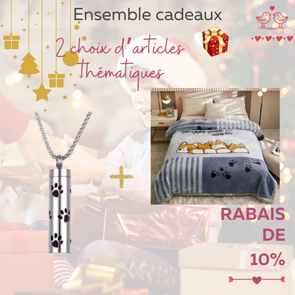 Ensemble cadeaux (10% de rabais): collier d'aromathérapie et couverture lourde apaisante en vison