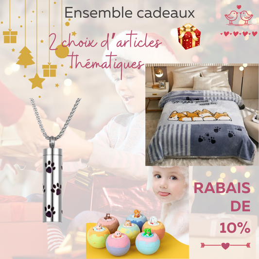 Ensemble cadeaux (10% de rabais): collier d'aromathérapie et couverture lourde apaisante en vison