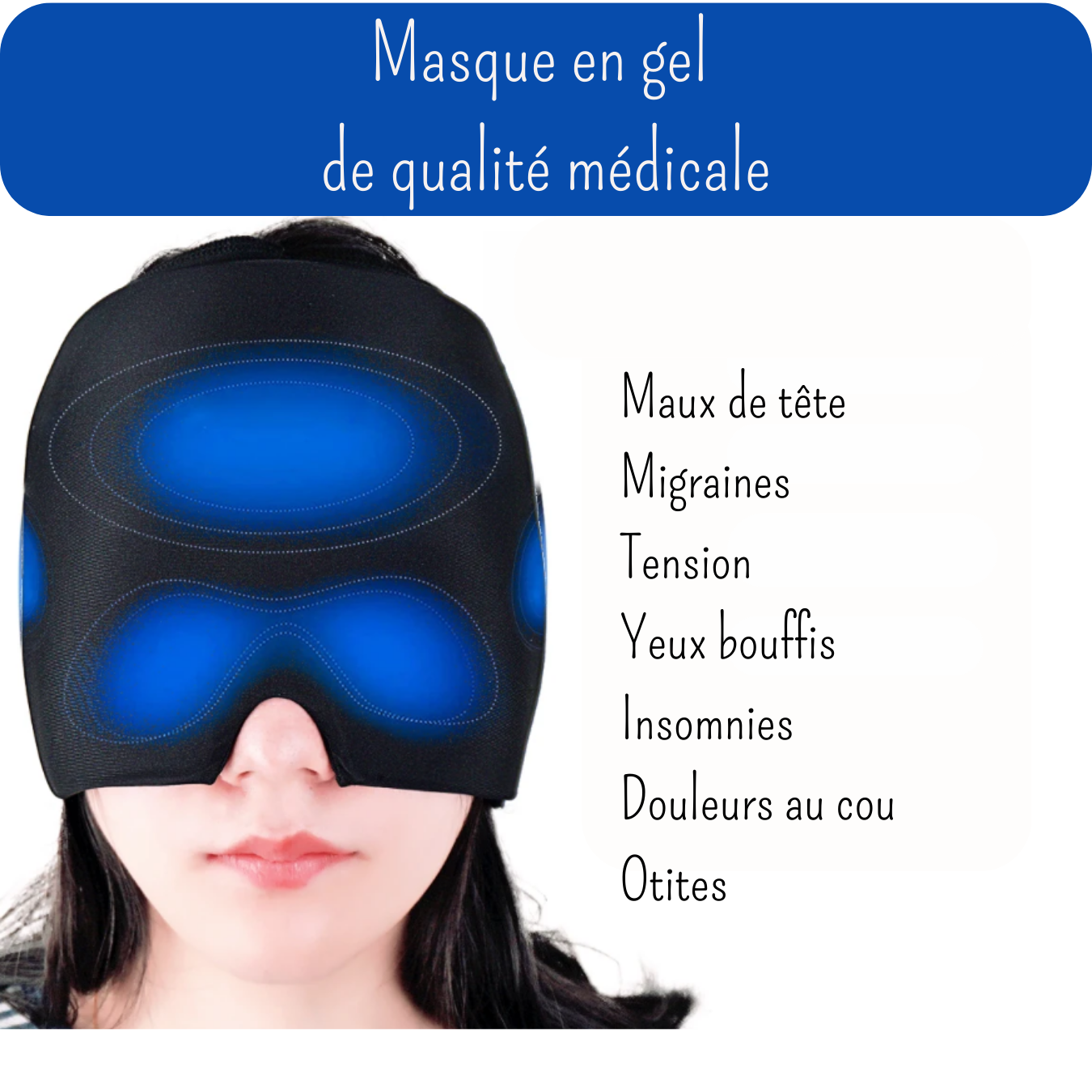 Masque en gel de qualité médicale pour une thérapie par le chaud ou le froid